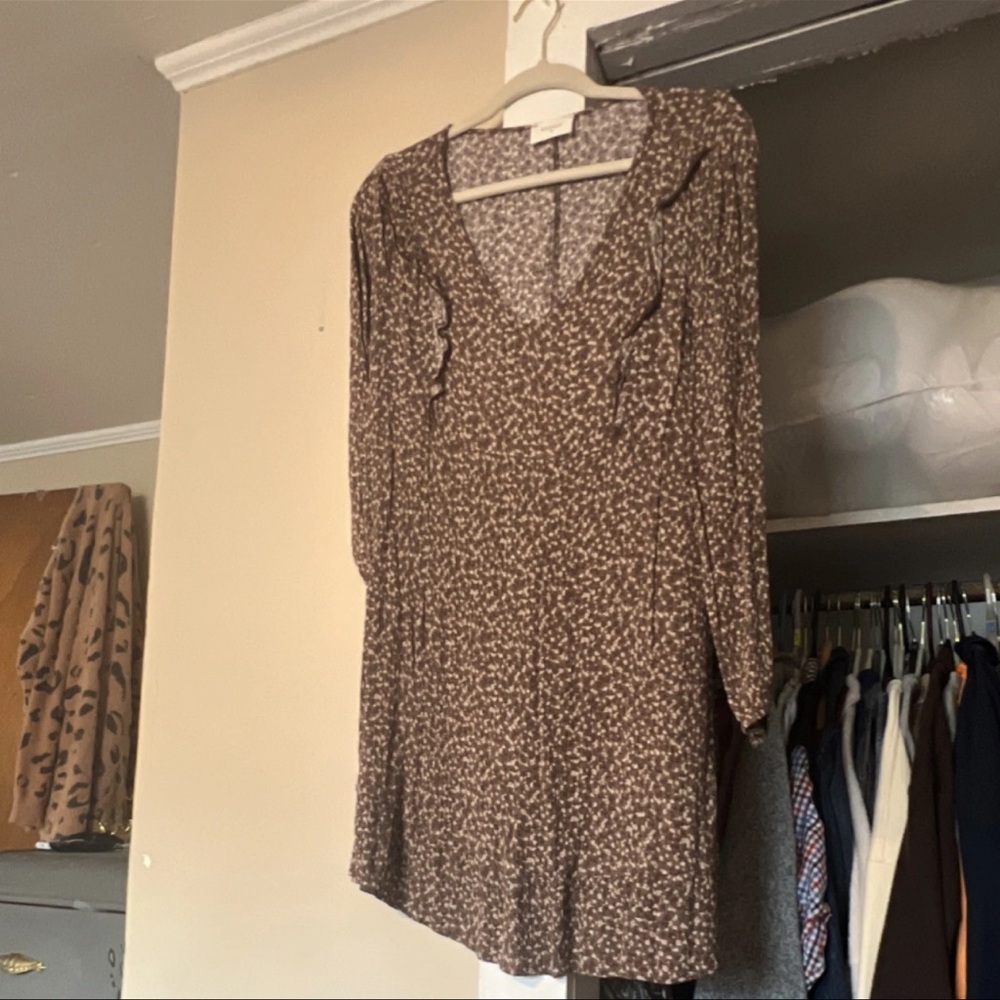 Everly Brown Floral Long Sleeve Dress